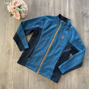 Men's Spyder Blue & Orange Knit Shell Zip Up Jacket